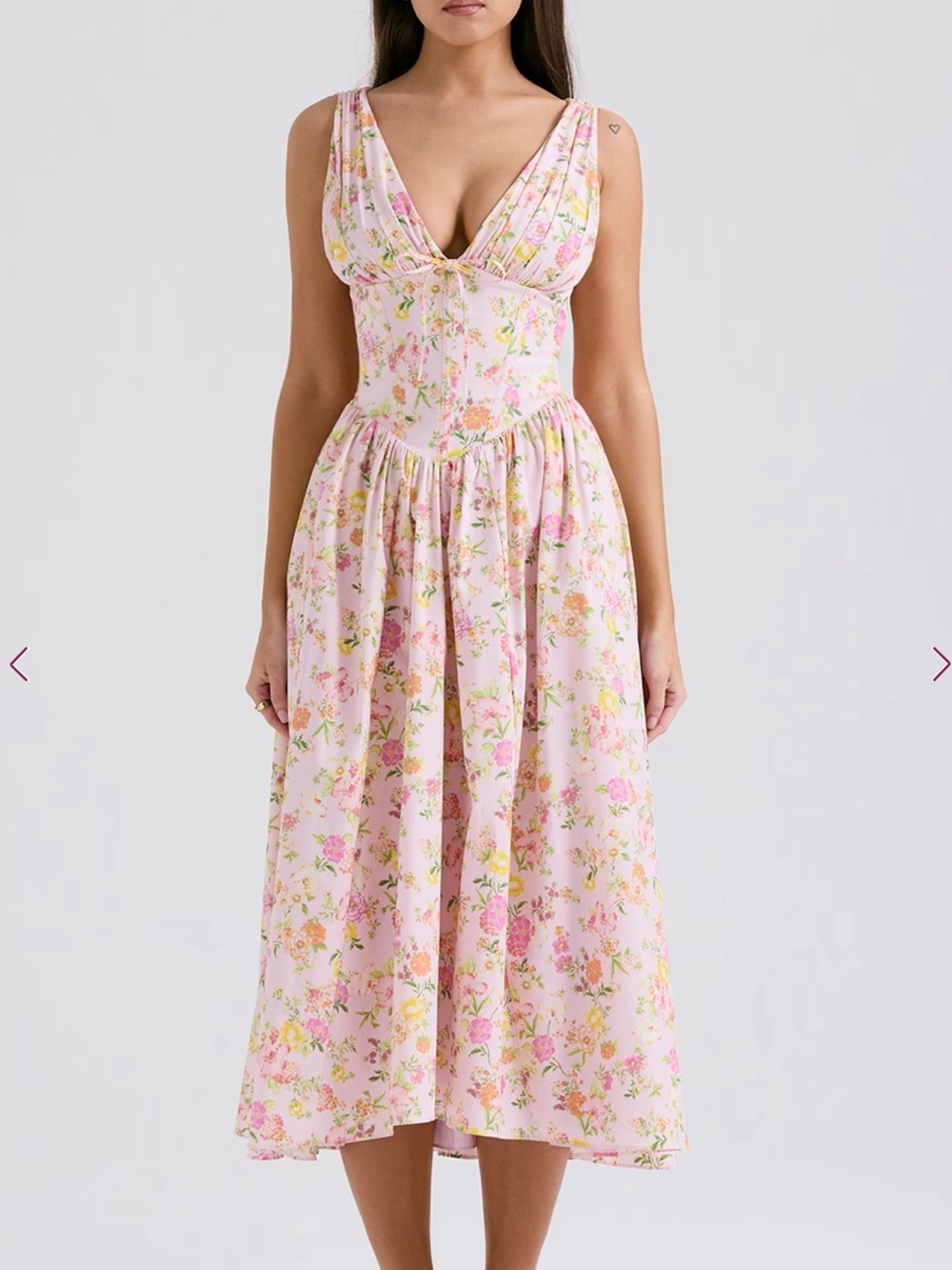 House of CB Pink Floral Midi Dress - Picture 2 of 4